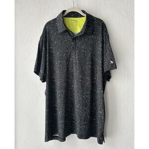 Birdie Bound Golf Polo Shirt Mens Size 2XL Black Splatter Dot Athletic Stretch
